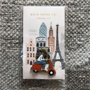 NWT Rifle Paper Co Enamel Pin Girl on a Moped
